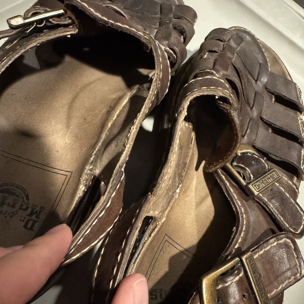 Dr. Martens Fisherman Sandals Brown Leather Chunky Y2K Grunge Men 10 Women 11 - Picture 4 of 9